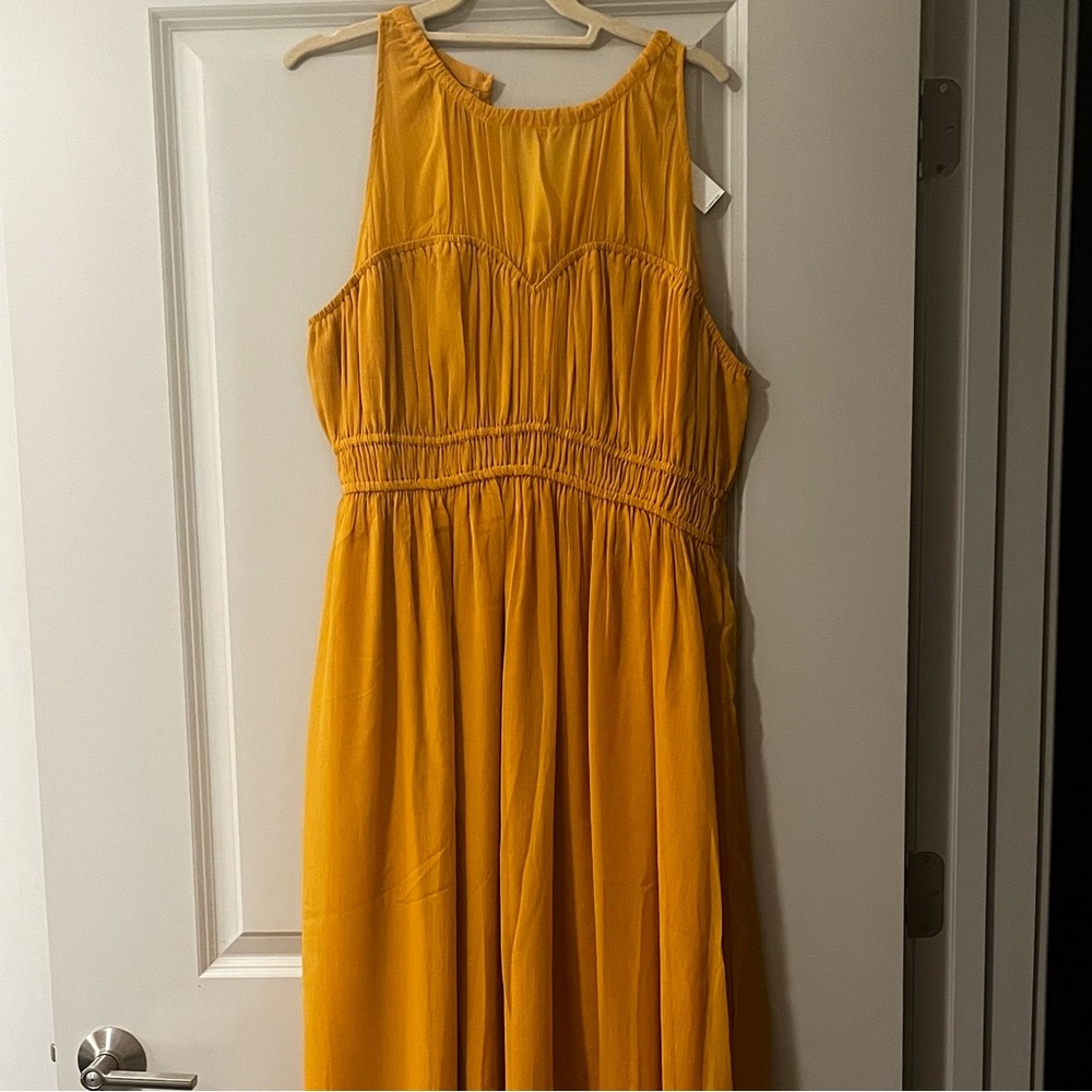 GOLD maxi crinkle cut dress